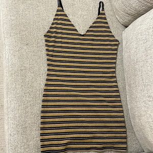Top shop gold striped metallic minidress